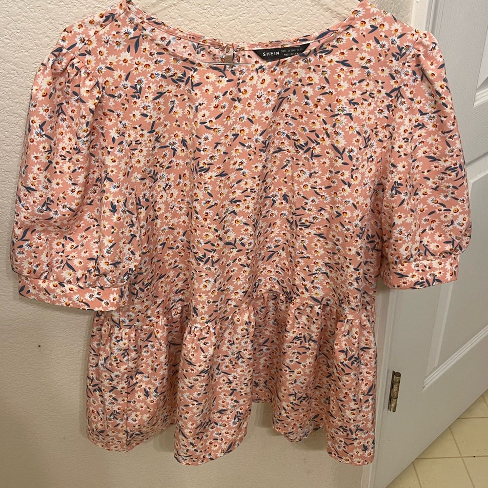 SHEIN Pink Floral Blouse